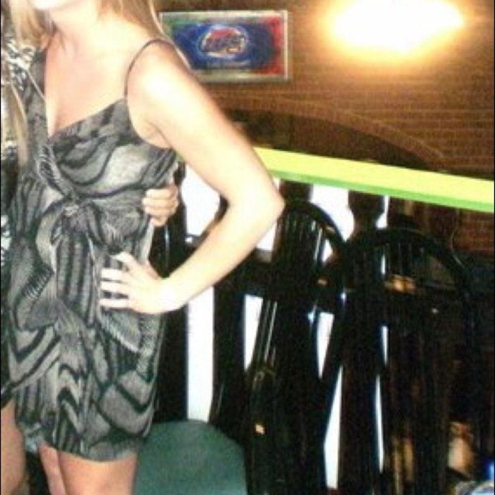 Black tan printed dress
